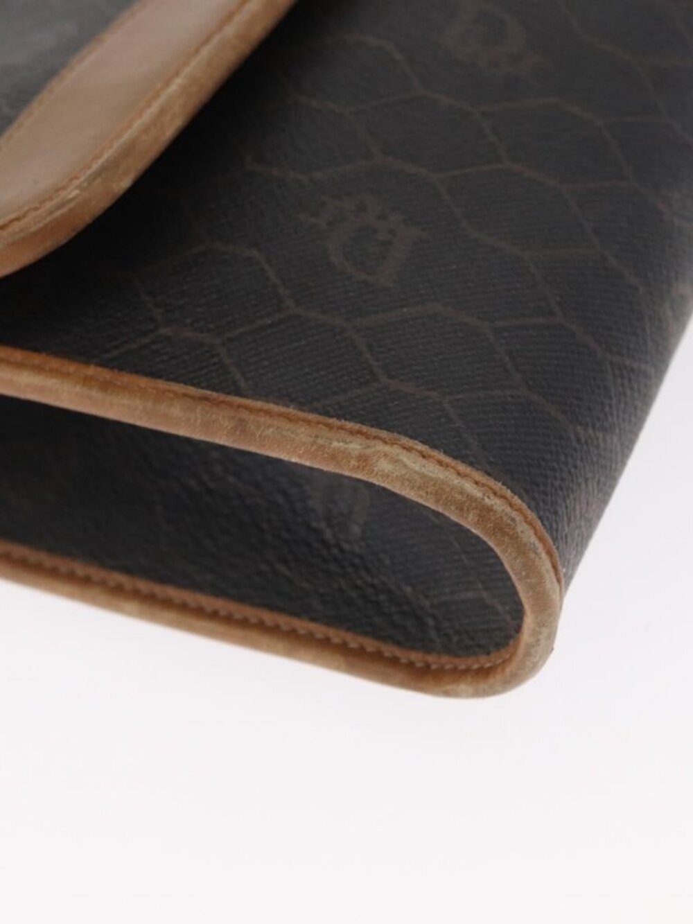 Authentic Christian Dior Honeycomb Canvas Chain Shoulder Bag PVC Black Gold - Picture 2 of 16